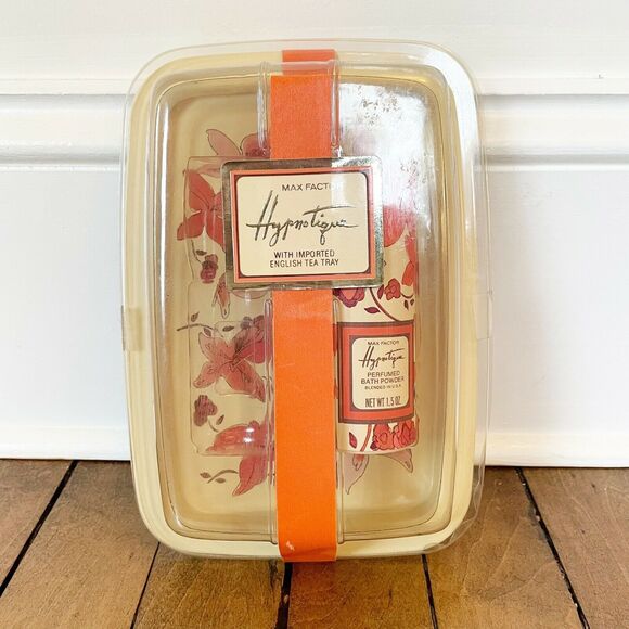 Vintage 70’s Max Factor Hypnotique Perfumed Powder English Tea Tray Butterflies - Picture 1 of 8